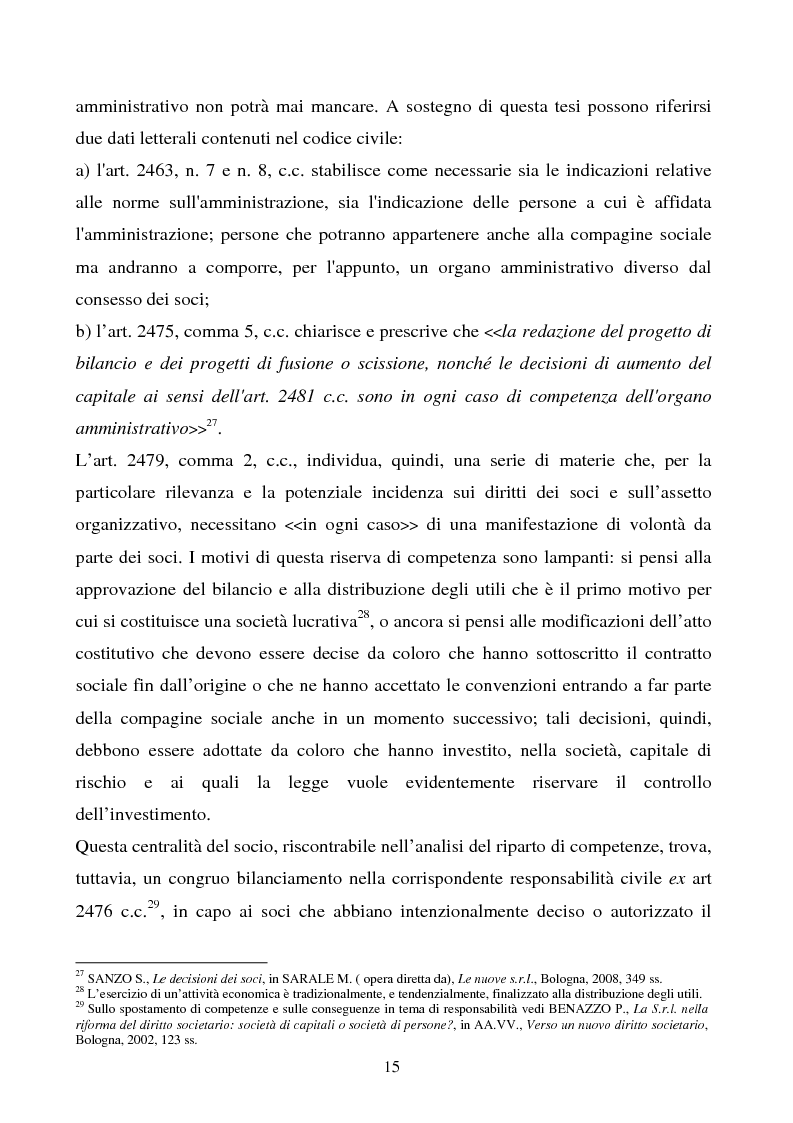 Anteprima della tesi: S.R.L. La partecipazione del socio attraverso l'assemblea e gli altri metodi di formazione delle decisioni: riflessi sulla redazione dello statuto., Pagina 16