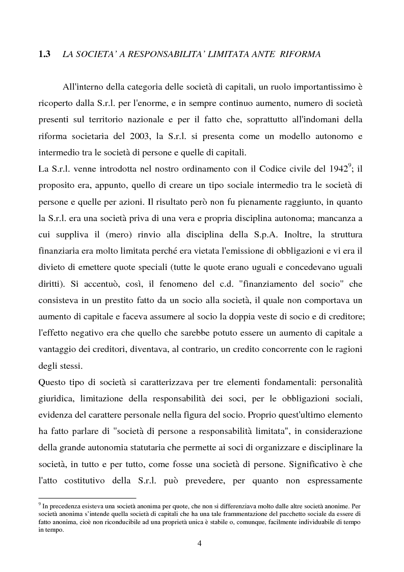 Anteprima della tesi: S.R.L. La partecipazione del socio attraverso l'assemblea e gli altri metodi di formazione delle decisioni: riflessi sulla redazione dello statuto., Pagina 5