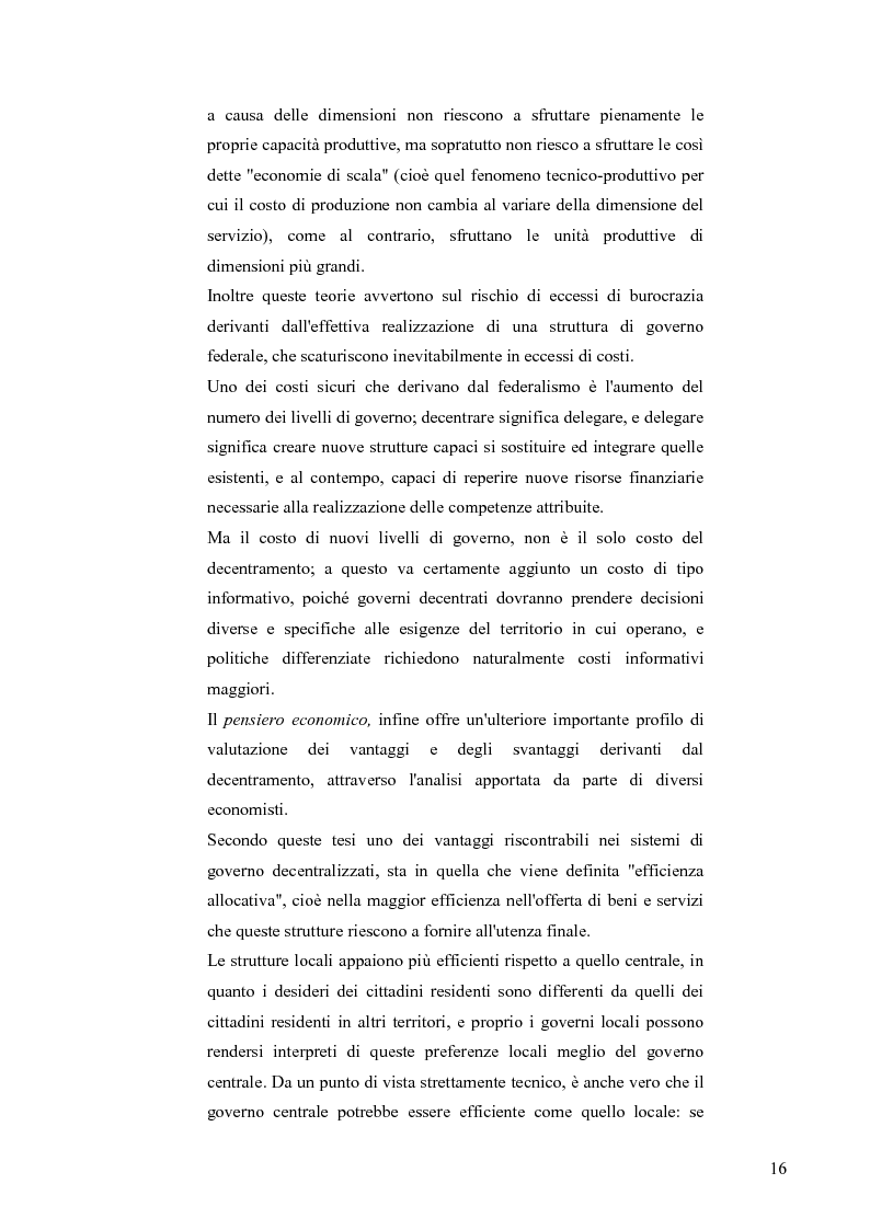Anteprima della tesi: Principali problematiche di attuazione del disegno di federalismo fiscale in Italia, Pagina 13