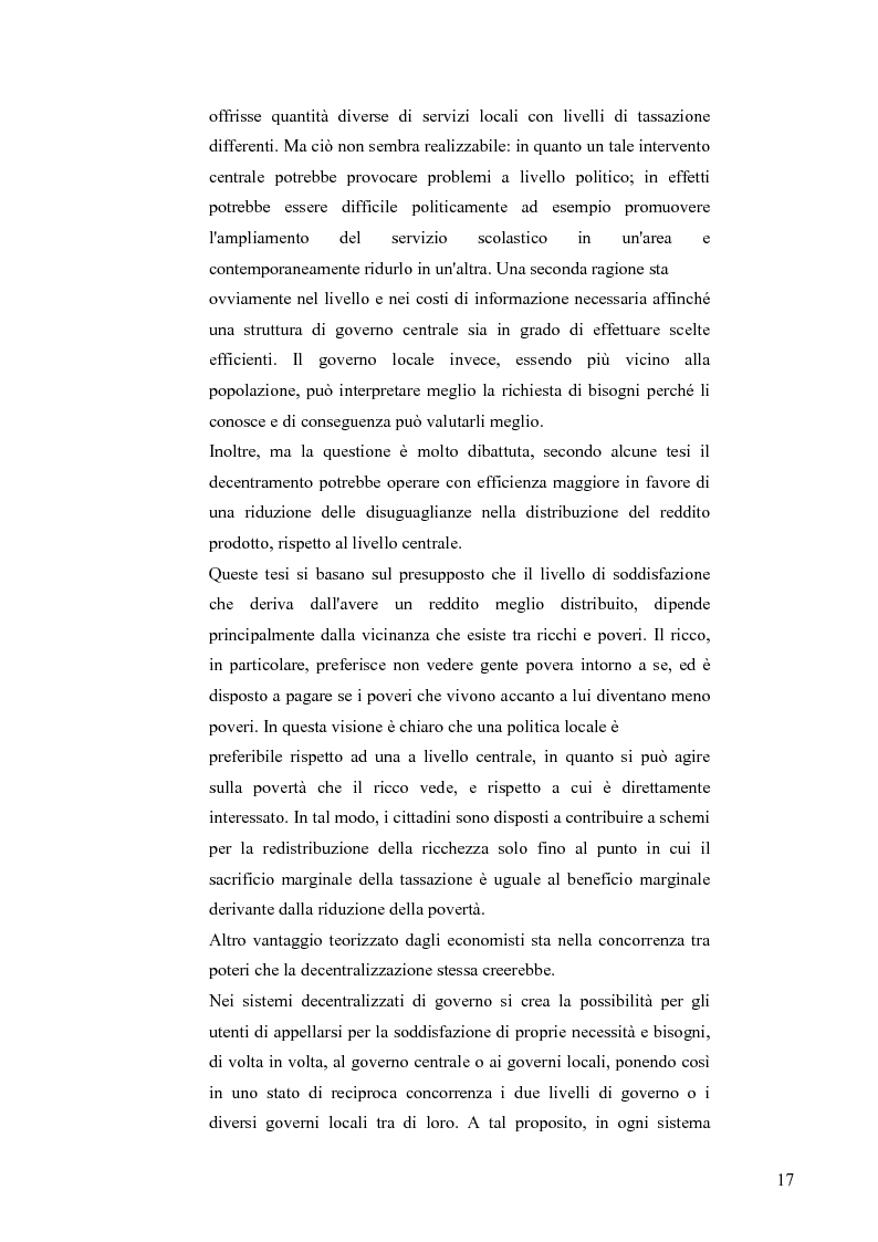 Anteprima della tesi: Principali problematiche di attuazione del disegno di federalismo fiscale in Italia, Pagina 14
