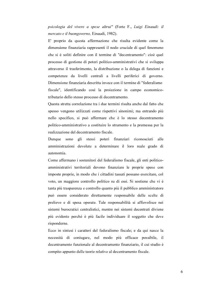 Anteprima della tesi: Principali problematiche di attuazione del disegno di federalismo fiscale in Italia, Pagina 3