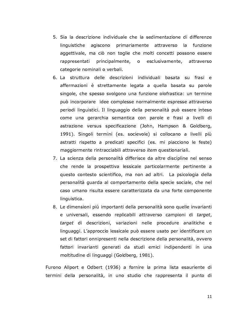 Anteprima della tesi: Differenze individuali in adolescenza: fattori psicolessicali secondo una prospettiva Age-Emic, Pagina 10