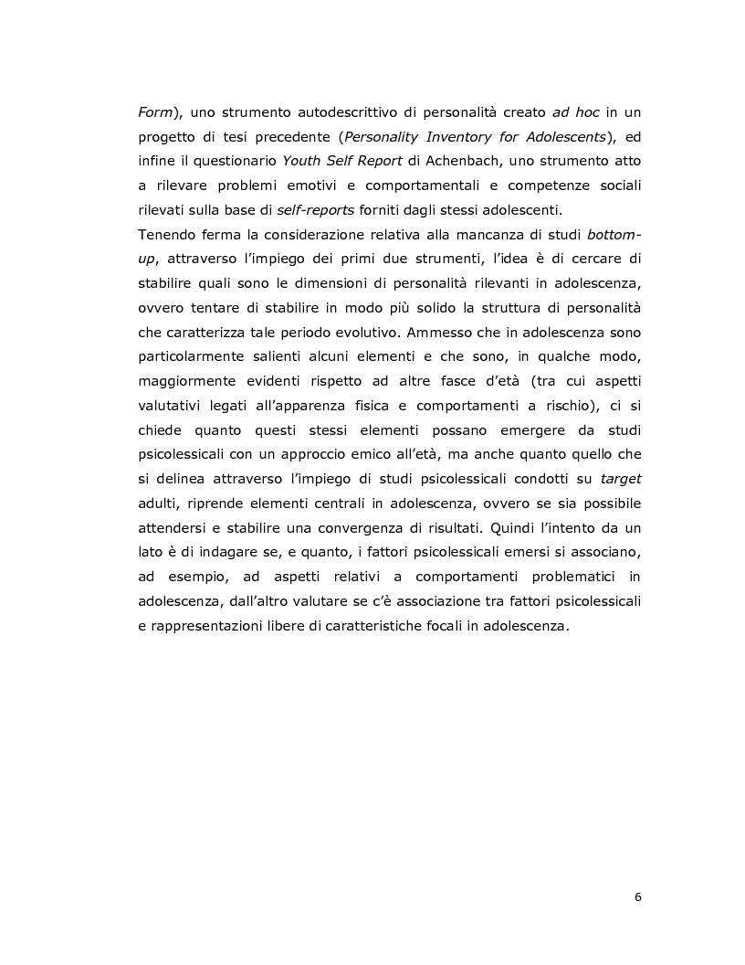 Anteprima della tesi: Differenze individuali in adolescenza: fattori psicolessicali secondo una prospettiva Age-Emic, Pagina 5