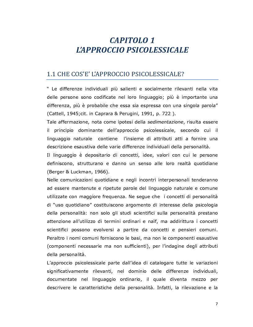Anteprima della tesi: Differenze individuali in adolescenza: fattori psicolessicali secondo una prospettiva Age-Emic, Pagina 6
