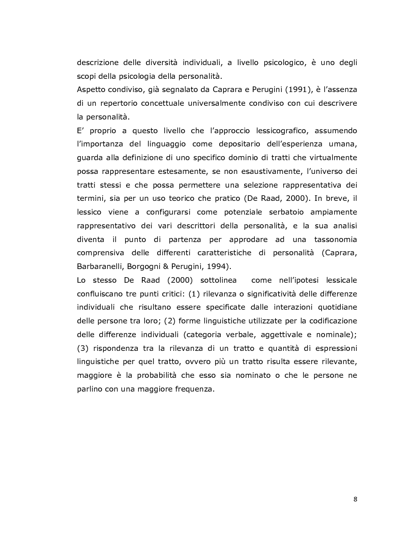 Anteprima della tesi: Differenze individuali in adolescenza: fattori psicolessicali secondo una prospettiva Age-Emic, Pagina 7