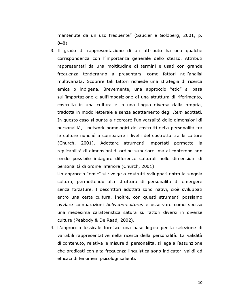 Anteprima della tesi: Differenze individuali in adolescenza: fattori psicolessicali secondo una prospettiva Age-Emic, Pagina 9
