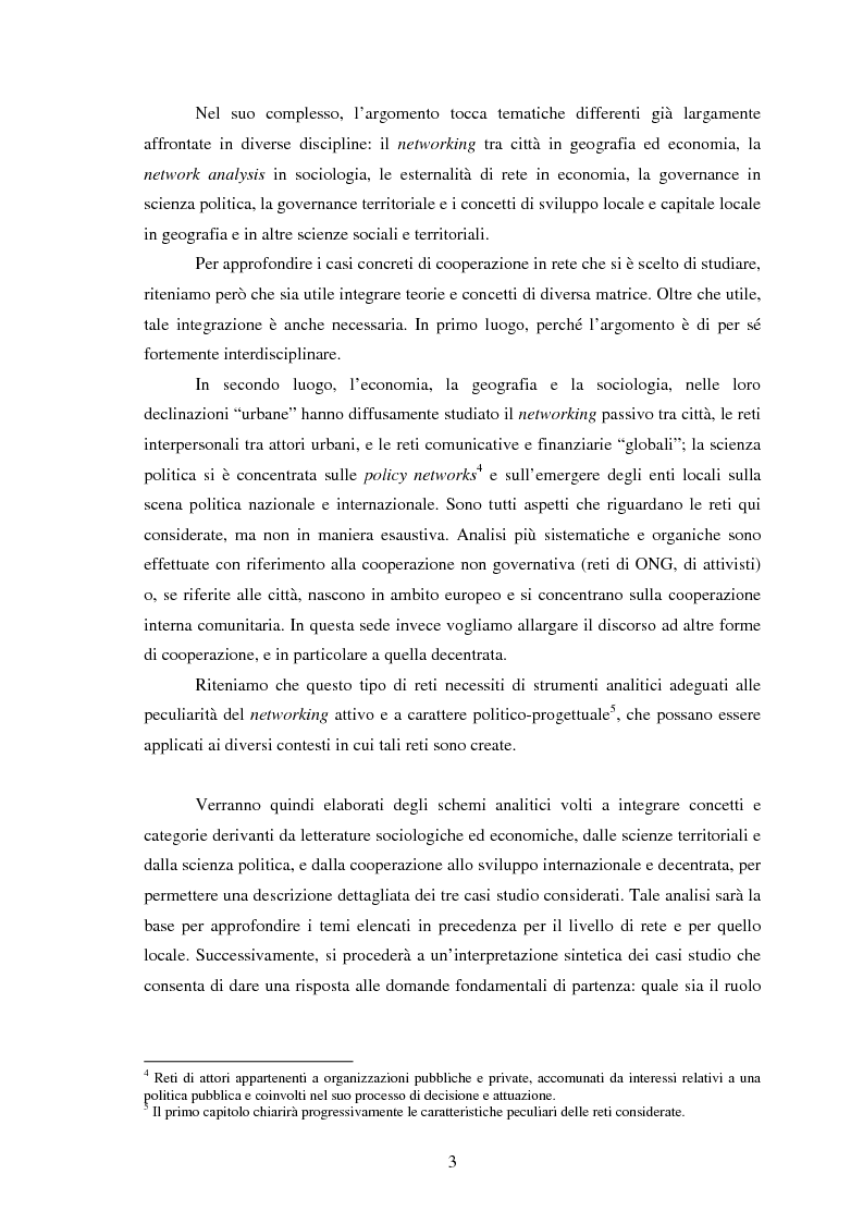 Anteprima della tesi: Reti internazionali e cooperazione tra città: logiche e problematiche del networking attivo nella definizione di politiche e progetti urbani, Pagina 4