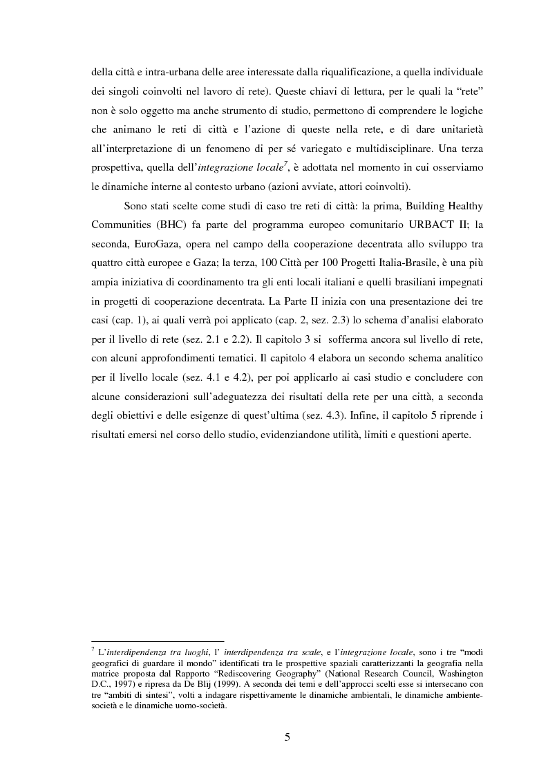 Anteprima della tesi: Reti internazionali e cooperazione tra città: logiche e problematiche del networking attivo nella definizione di politiche e progetti urbani, Pagina 6