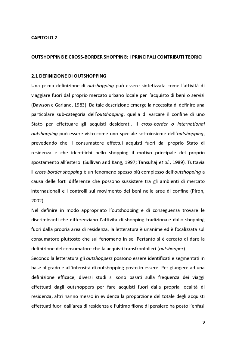 Anteprima della tesi: Outshopping: situazione attuale e tendenze evolutive. Una ricerca empirica al confine tra Friuli-Venezia Giulia e Slovenia, Pagina 10
