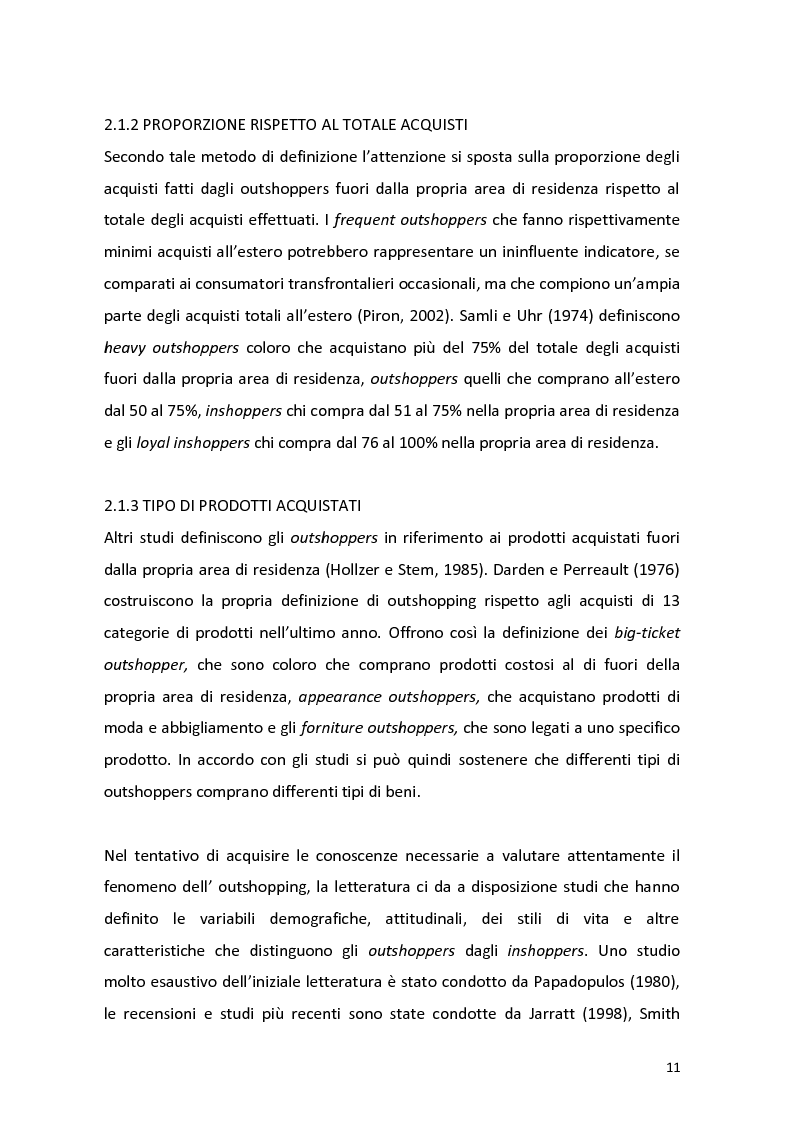 Anteprima della tesi: Outshopping: situazione attuale e tendenze evolutive. Una ricerca empirica al confine tra Friuli-Venezia Giulia e Slovenia, Pagina 12