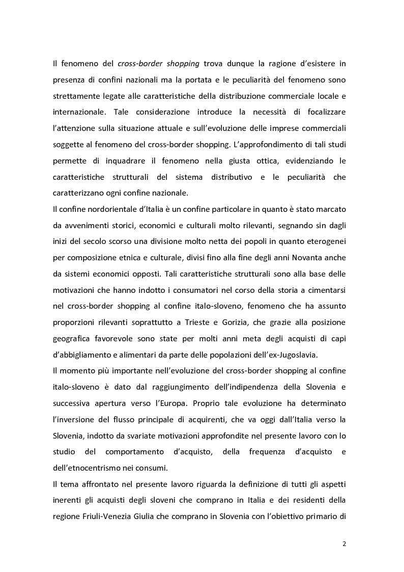 Anteprima della tesi: Outshopping: situazione attuale e tendenze evolutive. Una ricerca empirica al confine tra Friuli-Venezia Giulia e Slovenia, Pagina 3