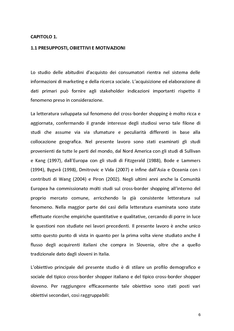 Anteprima della tesi: Outshopping: situazione attuale e tendenze evolutive. Una ricerca empirica al confine tra Friuli-Venezia Giulia e Slovenia, Pagina 7
