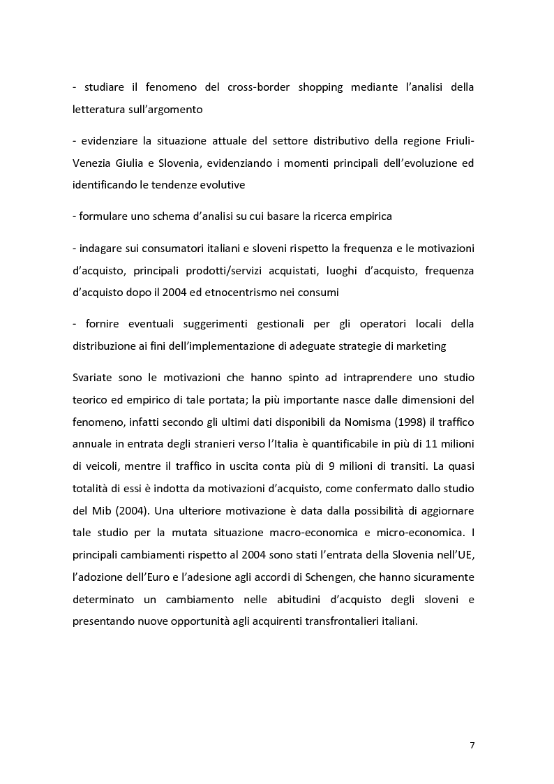 Anteprima della tesi: Outshopping: situazione attuale e tendenze evolutive. Una ricerca empirica al confine tra Friuli-Venezia Giulia e Slovenia, Pagina 8