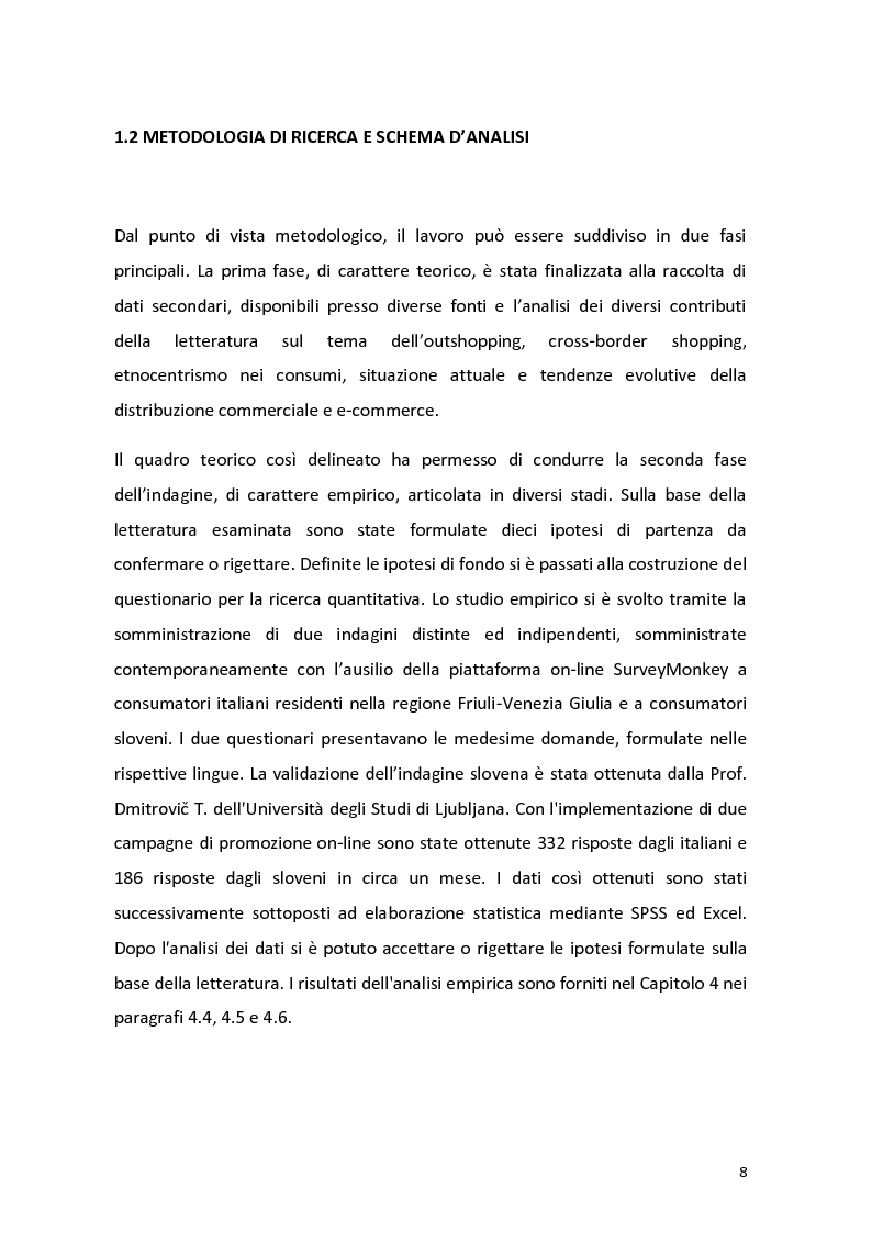 Anteprima della tesi: Outshopping: situazione attuale e tendenze evolutive. Una ricerca empirica al confine tra Friuli-Venezia Giulia e Slovenia, Pagina 9