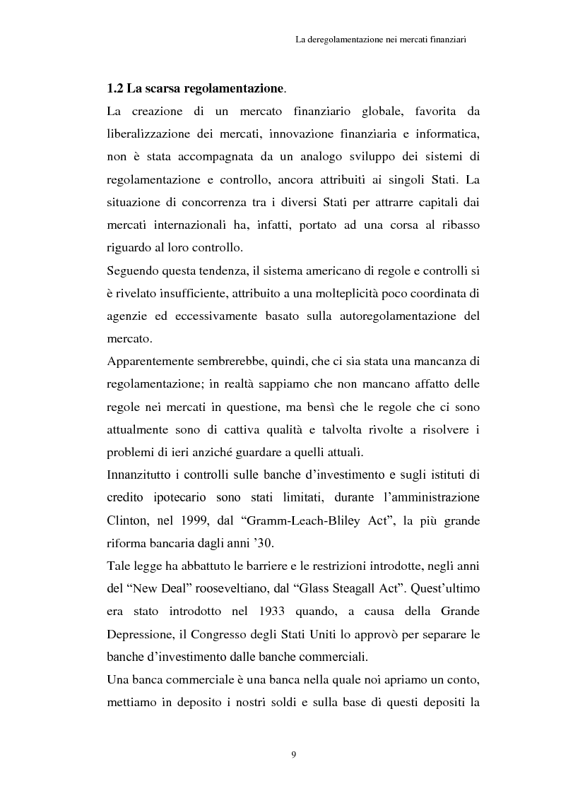 Anteprima della tesi: La Crisi connessa ai nuovi strumenti dell’innovazione finanziaria: il problema di una nuova regolamentazione globale, Pagina 10