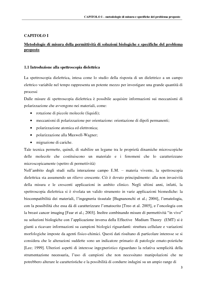 Anteprima della tesi: Spettroscopia dielettrica per la caratterizzazione morfologica di eritrociti umani, Pagina 5