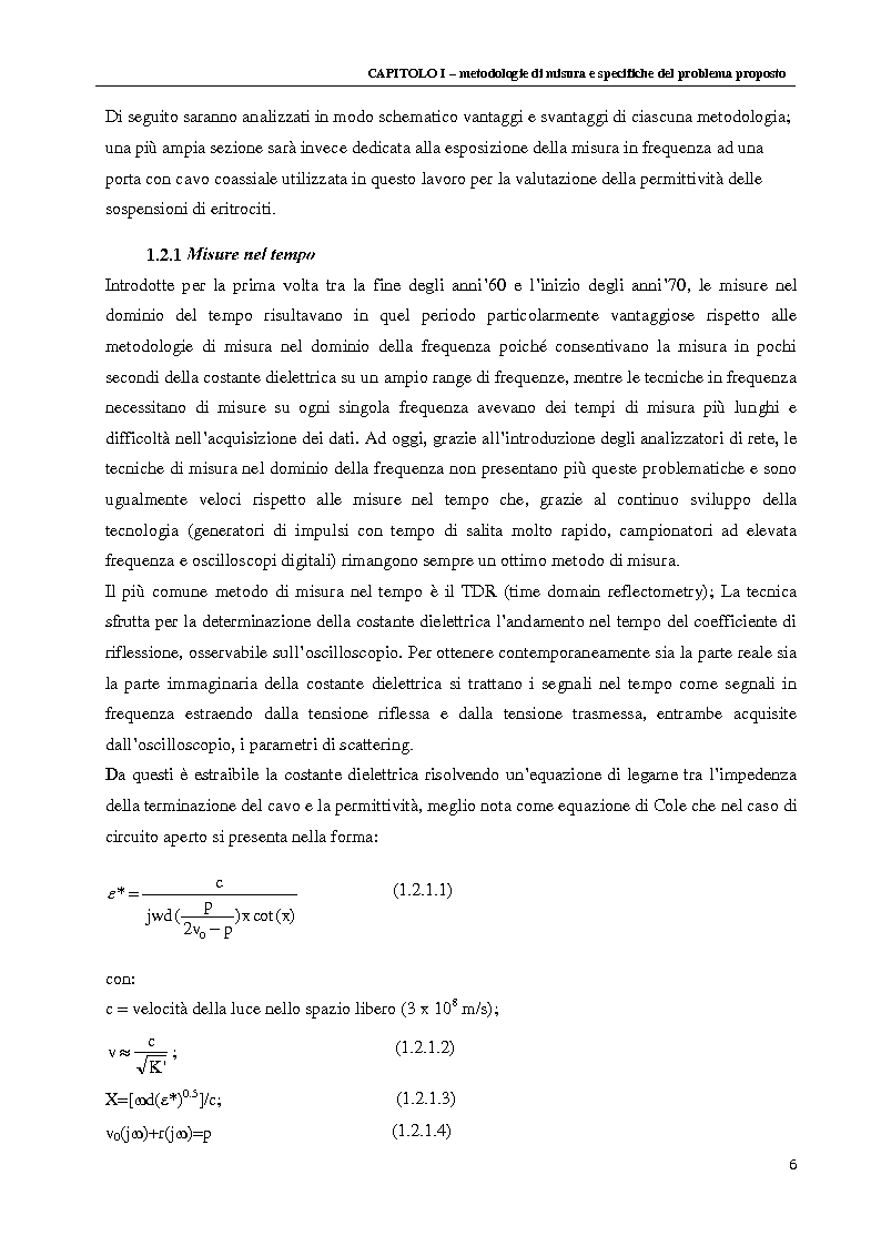 Anteprima della tesi: Spettroscopia dielettrica per la caratterizzazione morfologica di eritrociti umani, Pagina 8