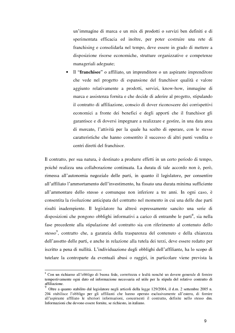 Anteprima della tesi: La formula Franchising nelle agenzie di viaggio. Profili giuridici ed aspetti contabili, Pagina 7