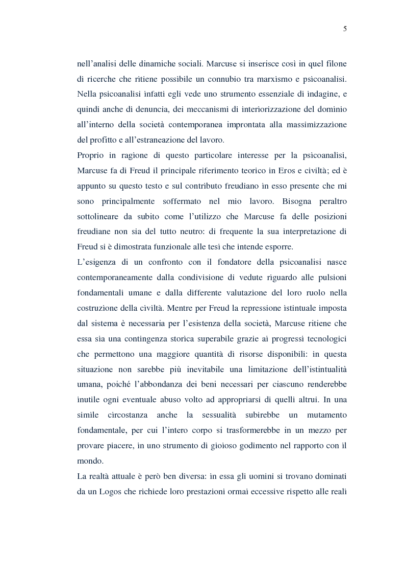 Anteprima della tesi: Il piacere e la critica della società in Marcuse, Pagina 3