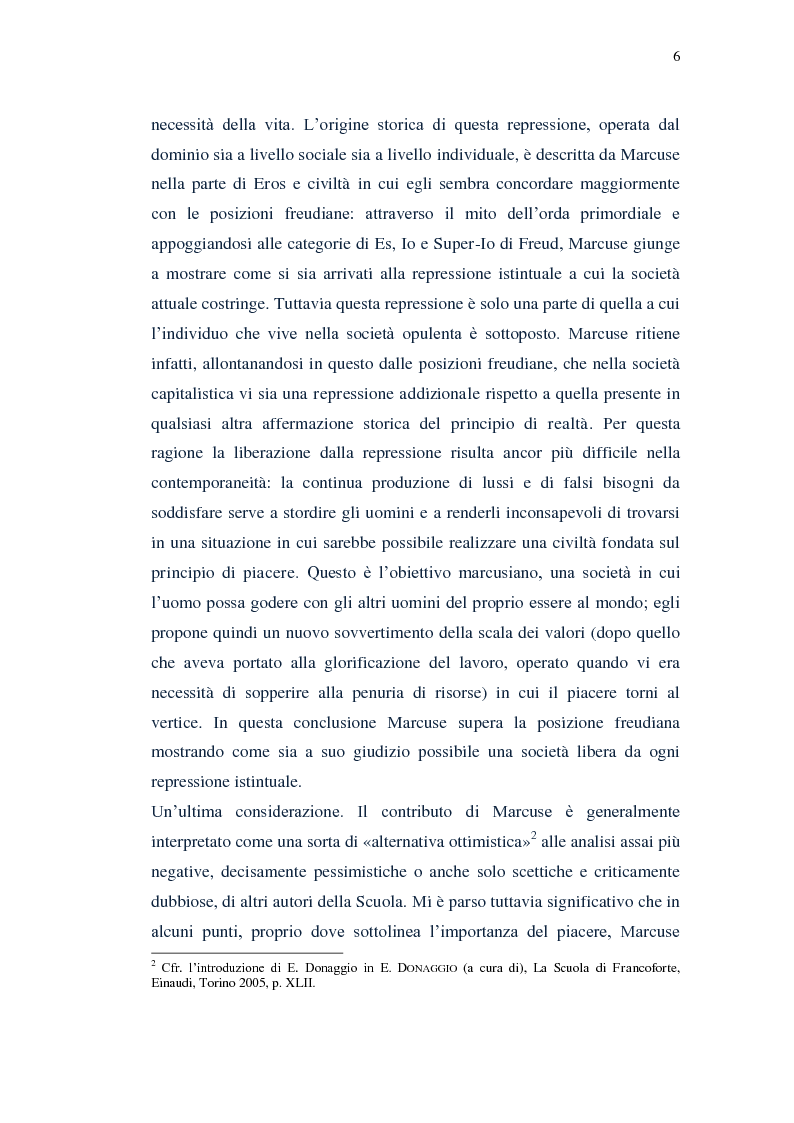 Anteprima della tesi: Il piacere e la critica della società in Marcuse, Pagina 4