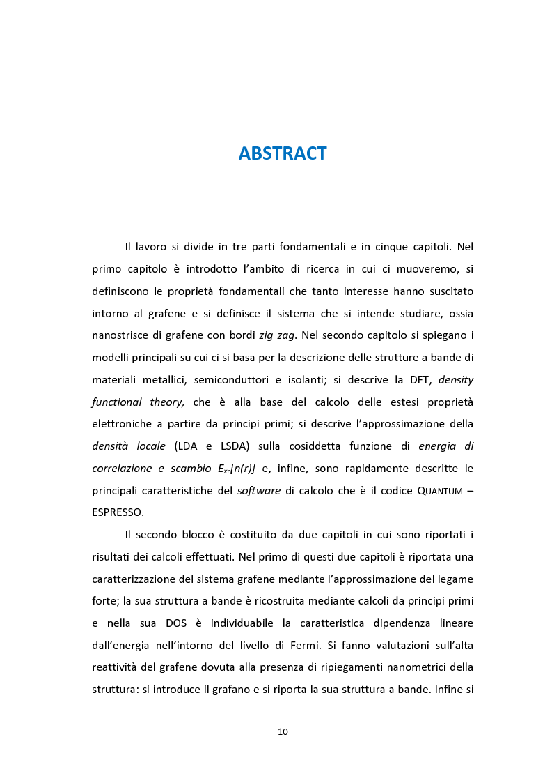 Anteprima della tesi: Calcoli da principi primi per lo studio degli effetti di bordo sulle proprietà strutturali ed elettroniche di nanostrisce di grafene, Pagina 7