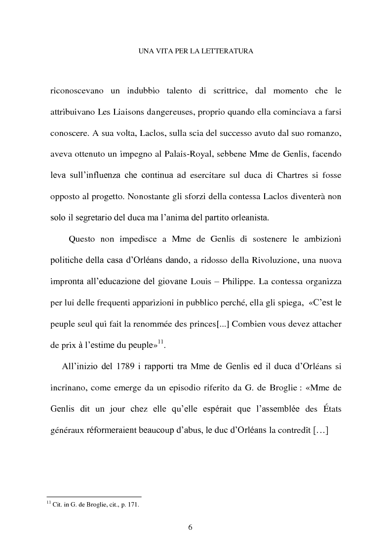 Anteprima della tesi: Mme de Genlis e il difficile mestiere di scrittrice, Pagina 7