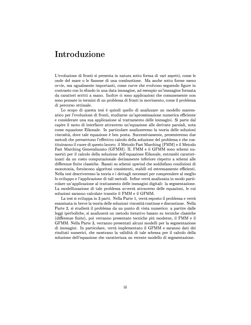 Anteprima della tesi: Algoritmi veloci per l'evoluzione dei fronti con applicazioni alla segmentazione di immagini, Pagina 2