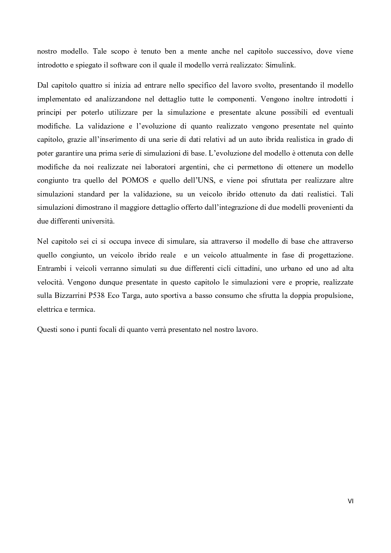 Anteprima della tesi: Sintesi e simulazione di un modello per la gestione dei flussi energetici in un veicolo ibrido., Pagina 3