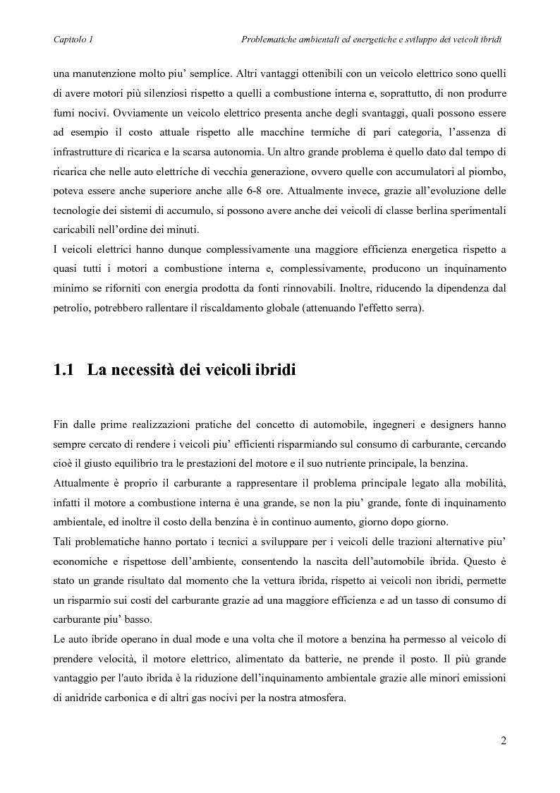 Anteprima della tesi: Sintesi e simulazione di un modello per la gestione dei flussi energetici in un veicolo ibrido., Pagina 5