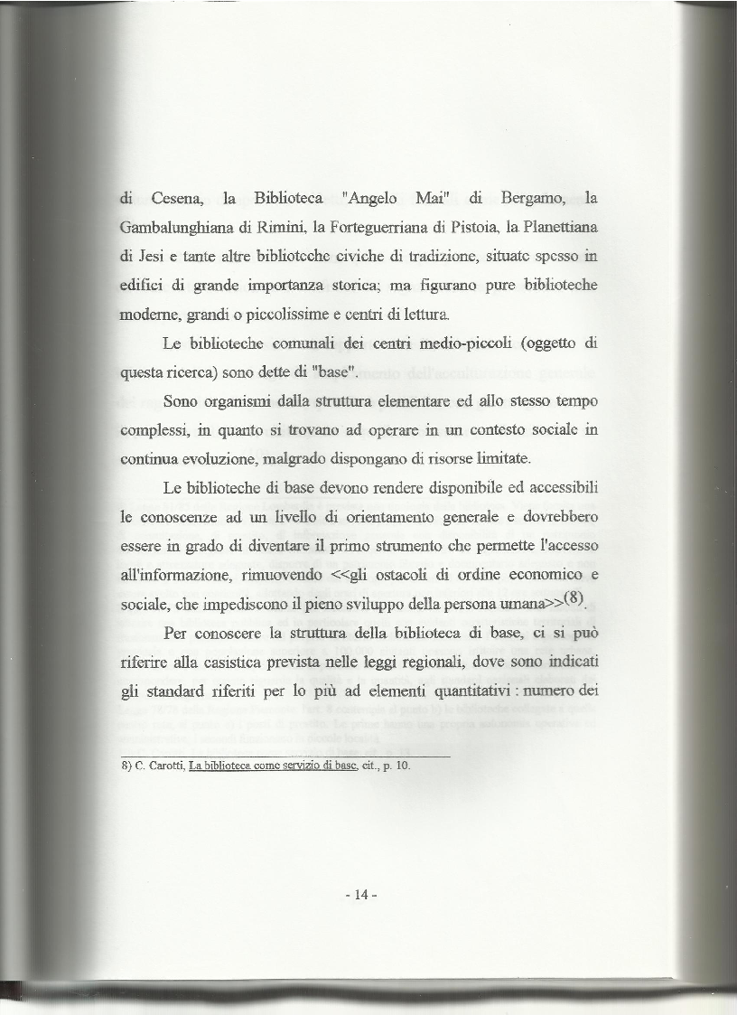 Anteprima della tesi: Le biblioteche pubbliche nella provincia di Viterbo: situazione attuale e ipotesi di riorganizzazione, Pagina 10