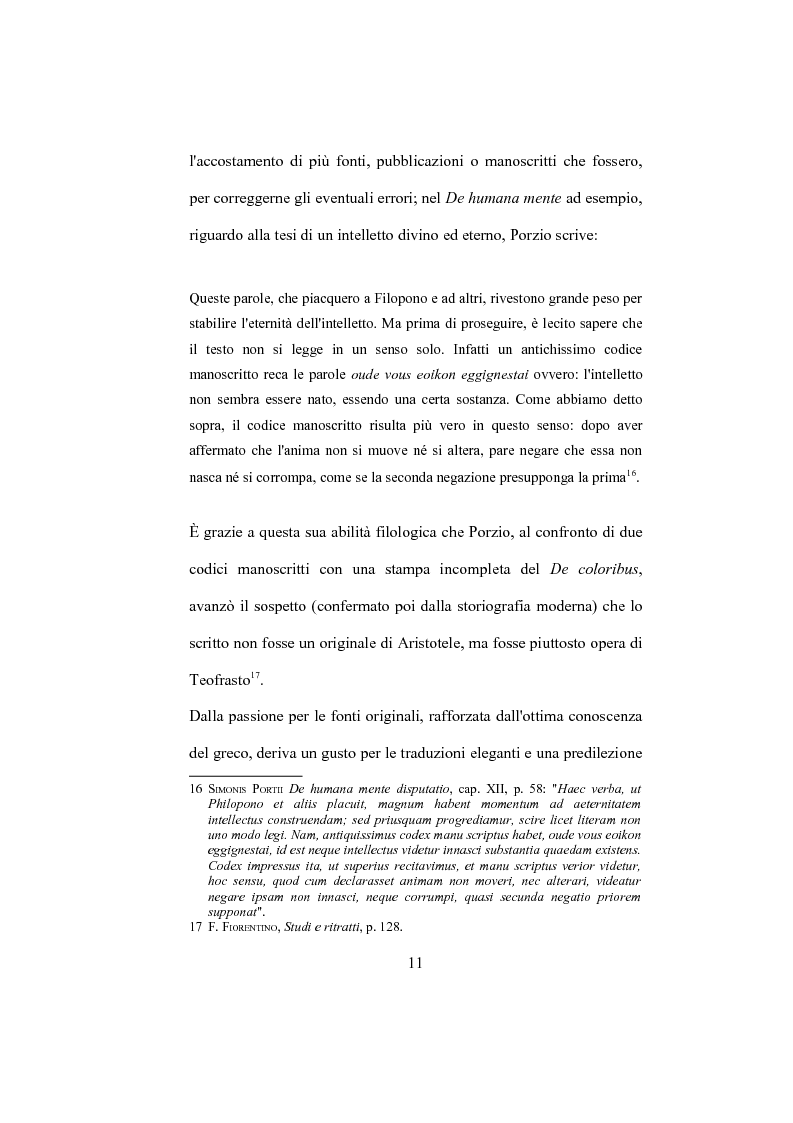 Anteprima della tesi: La "De Humana mente disputatio" di Simone Porzio, Pagina 12