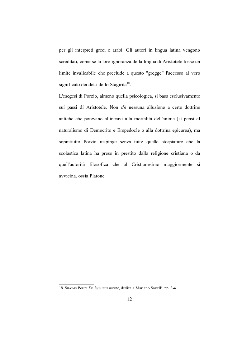 Anteprima della tesi: La "De Humana mente disputatio" di Simone Porzio, Pagina 13