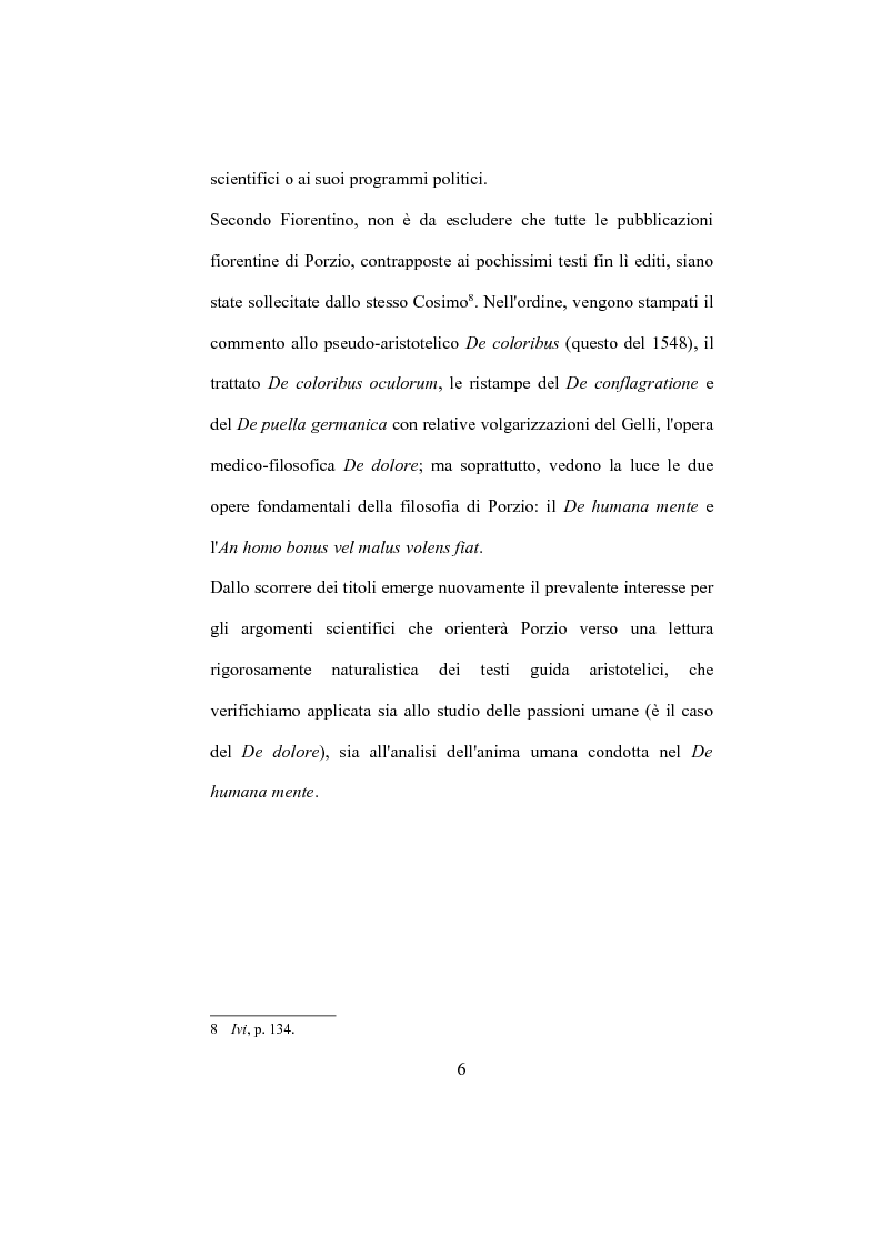 Anteprima della tesi: La "De Humana mente disputatio" di Simone Porzio, Pagina 7