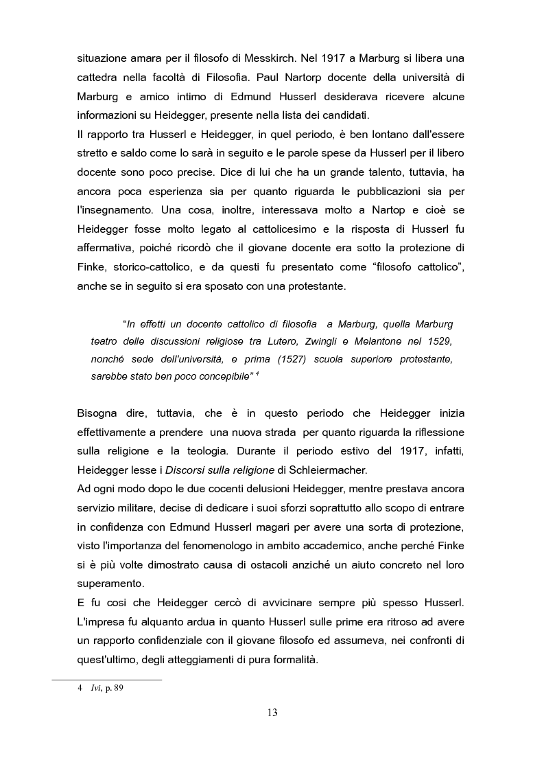 Anteprima della tesi: Fenomenologia e reminiscenze teologiche: aspetti del percorso filosofico del "primo" Heidegger, Pagina 10
