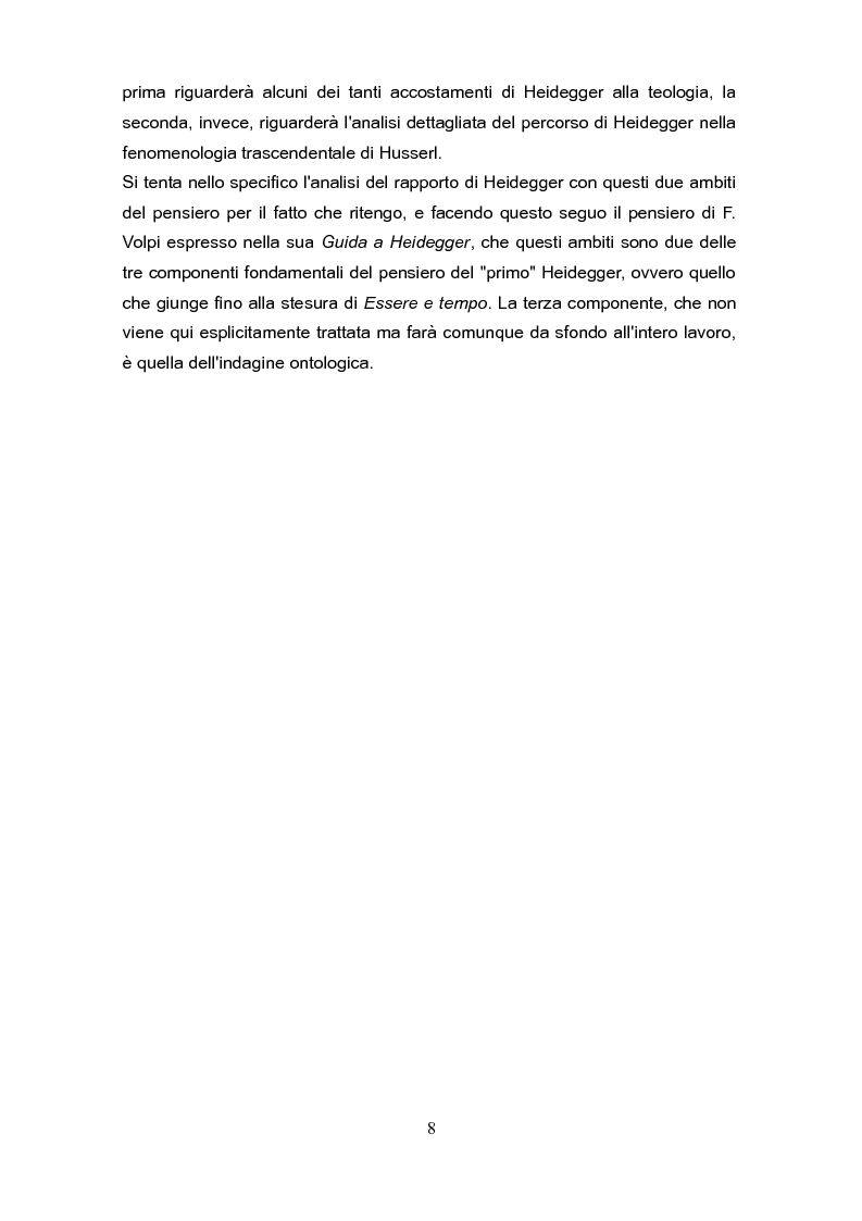 Anteprima della tesi: Fenomenologia e reminiscenze teologiche: aspetti del percorso filosofico del "primo" Heidegger, Pagina 5