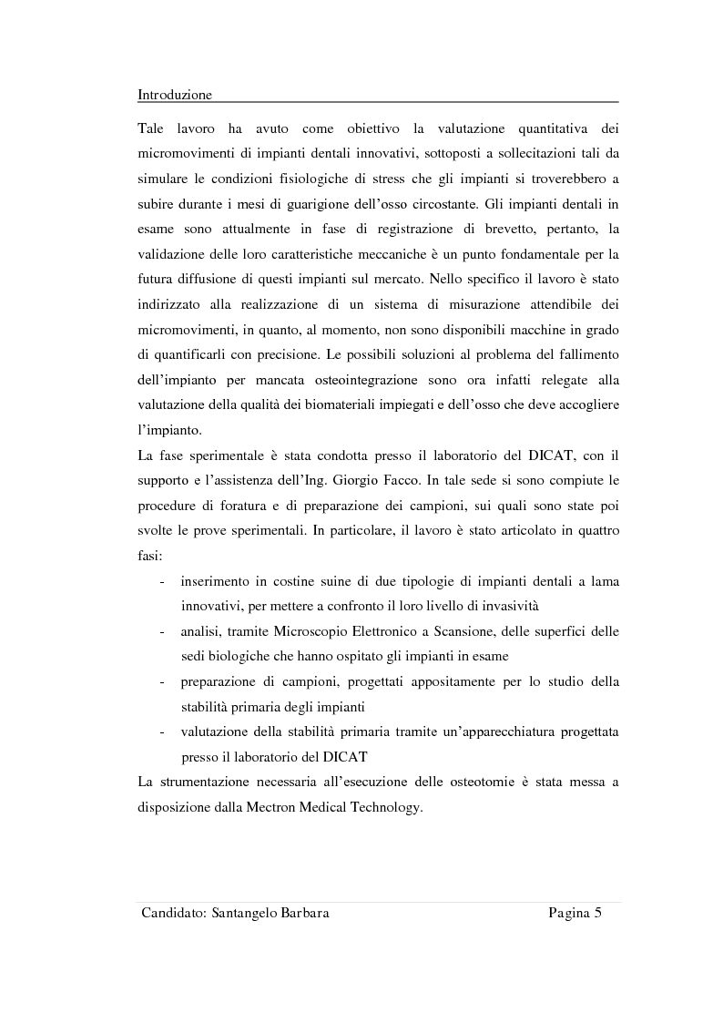Anteprima della tesi: Studio della stabilità primaria di perni dentali innovativi inseriti con tecnologia Piezosurgery, Pagina 3
