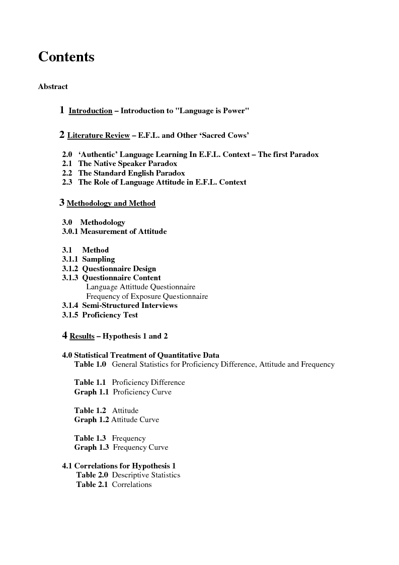 Indice della tesi: Language is Power - Attitude to English Language Learning of Italian Pupils during an intensive summer school Programme, Pagina 1