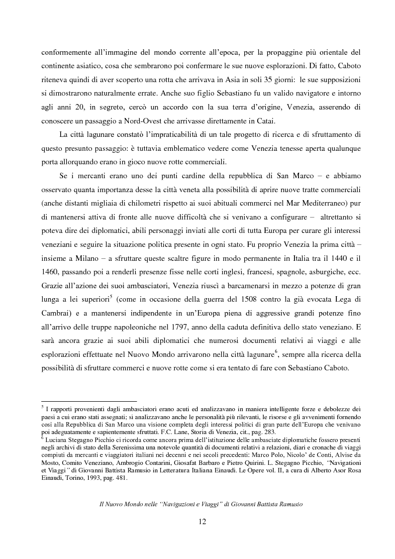 Anteprima della tesi: Il Nuovo Mondo nelle "Navigazioni e Viaggi" di Giovanni Battista Ramusio, Pagina 10