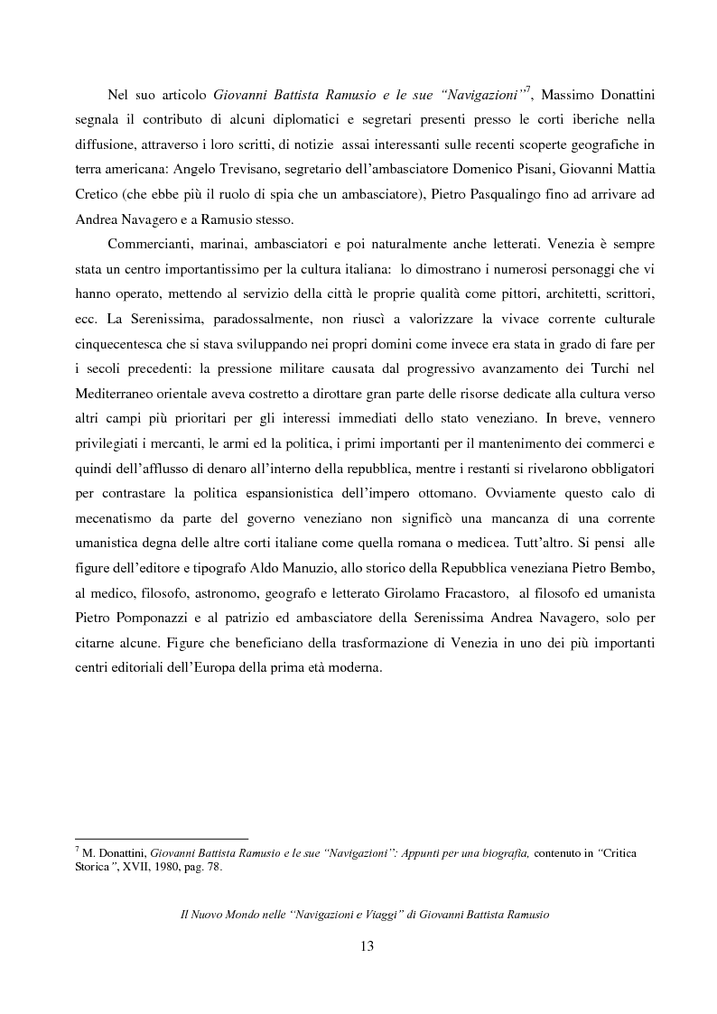 Anteprima della tesi: Il Nuovo Mondo nelle "Navigazioni e Viaggi" di Giovanni Battista Ramusio, Pagina 11