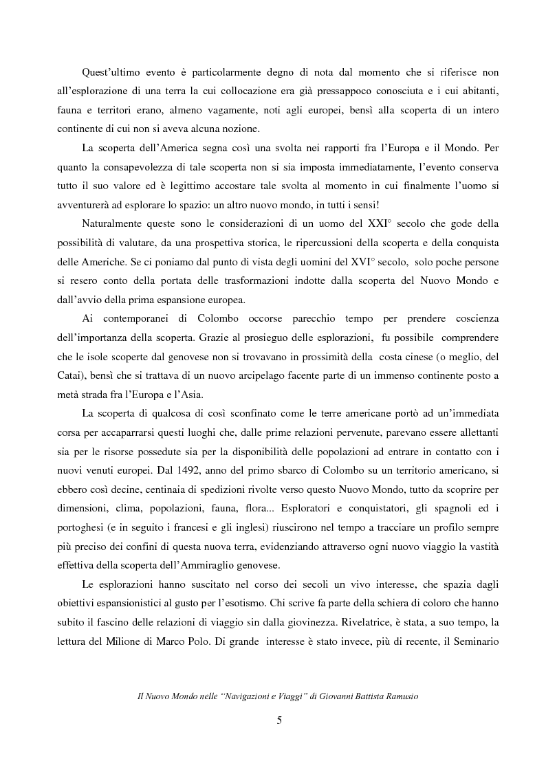 Anteprima della tesi: Il Nuovo Mondo nelle "Navigazioni e Viaggi" di Giovanni Battista Ramusio, Pagina 3