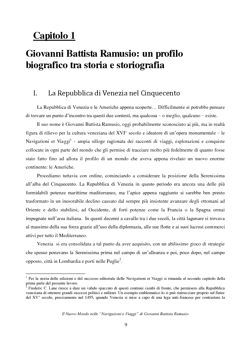 Anteprima della tesi: Il Nuovo Mondo nelle "Navigazioni e Viaggi" di Giovanni Battista Ramusio, Pagina 7