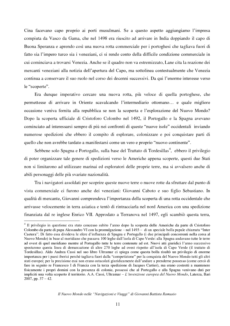 Anteprima della tesi: Il Nuovo Mondo nelle "Navigazioni e Viaggi" di Giovanni Battista Ramusio, Pagina 9