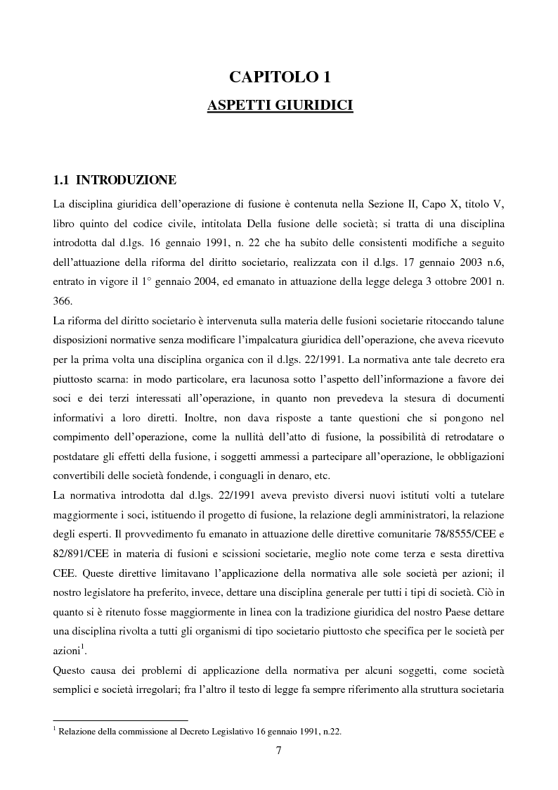 Anteprima della tesi: L'operazione straordinaria di fusione: aspetti giuridici, contabili e fiscali. Il caso Intesa-Sanpaolo IMI, Pagina 5