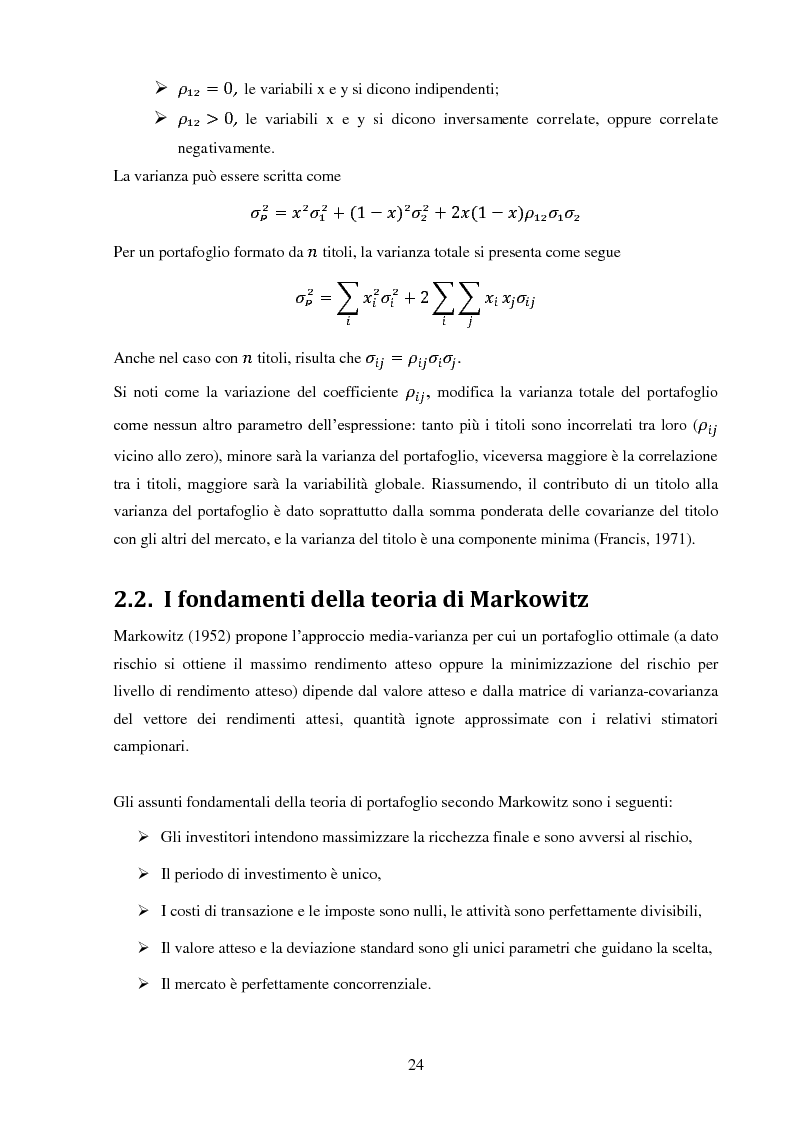 Anteprima della tesi: La gestione di un portafoglio azionario: il modello di Markowitz per la selezione di un portafoglio efficiente, Pagina 6