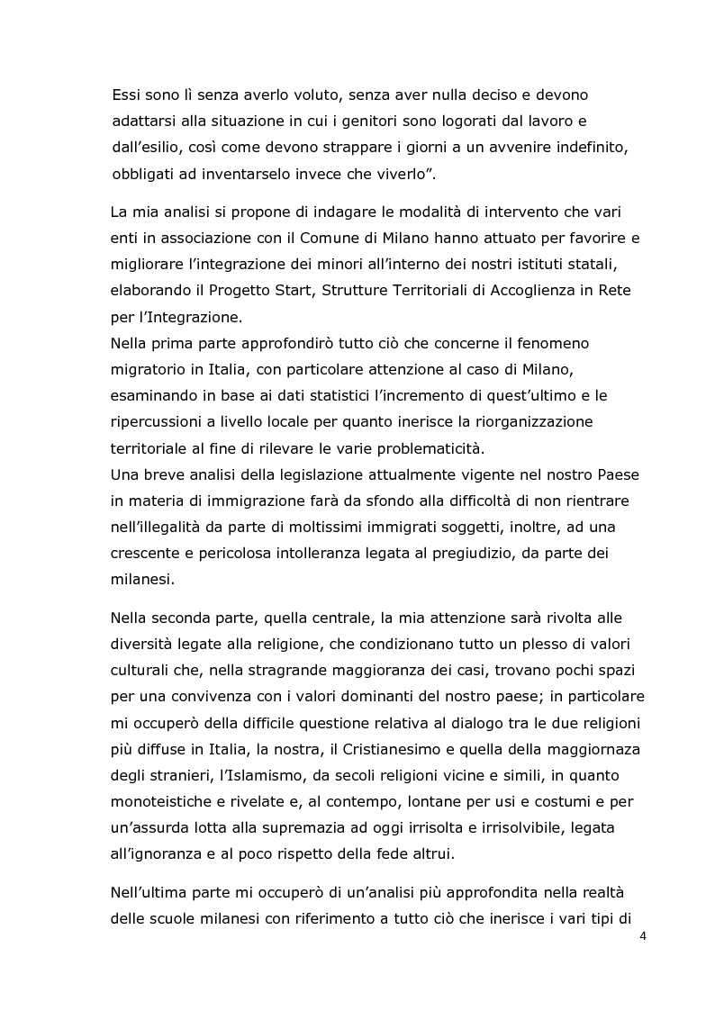 Anteprima della tesi: Integrazione dei minori stranieri nelle scuole milanesi: il progetto Start, Pagina 3