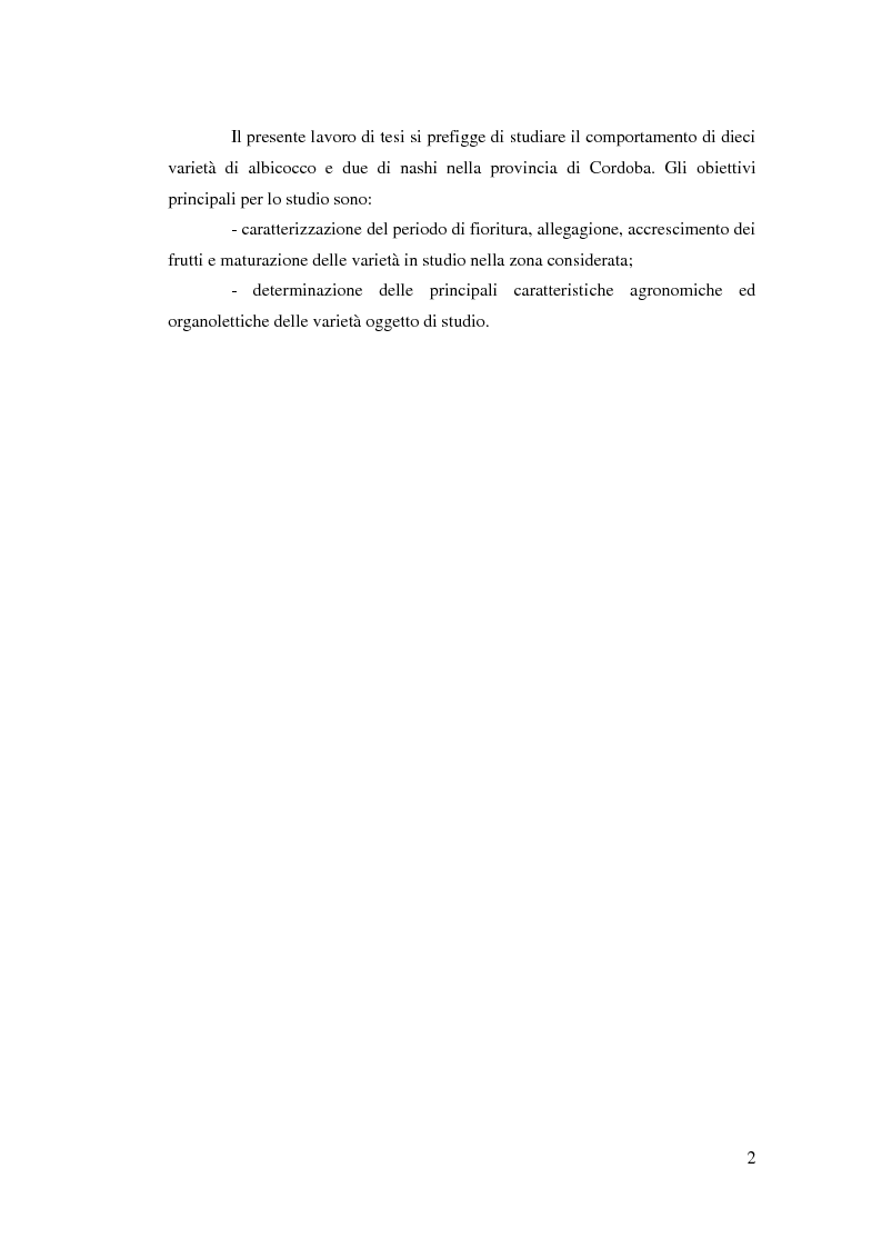 Anteprima della tesi: Comportamento vegeto-produttivo di diverse varietà di albicocco e nashi in Andalusia, Pagina 3