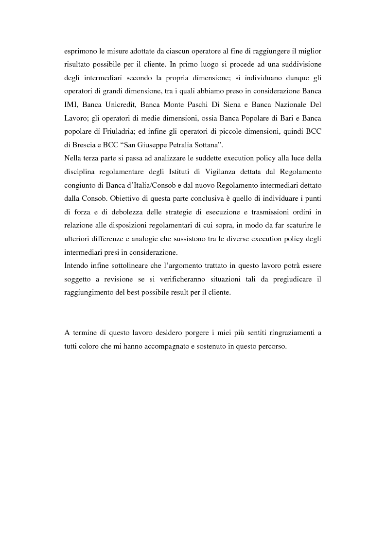 Anteprima della tesi: Le Execution Policy alla luce delle innovazioni introdotte dalla Direttiva Mifid, Pagina 3