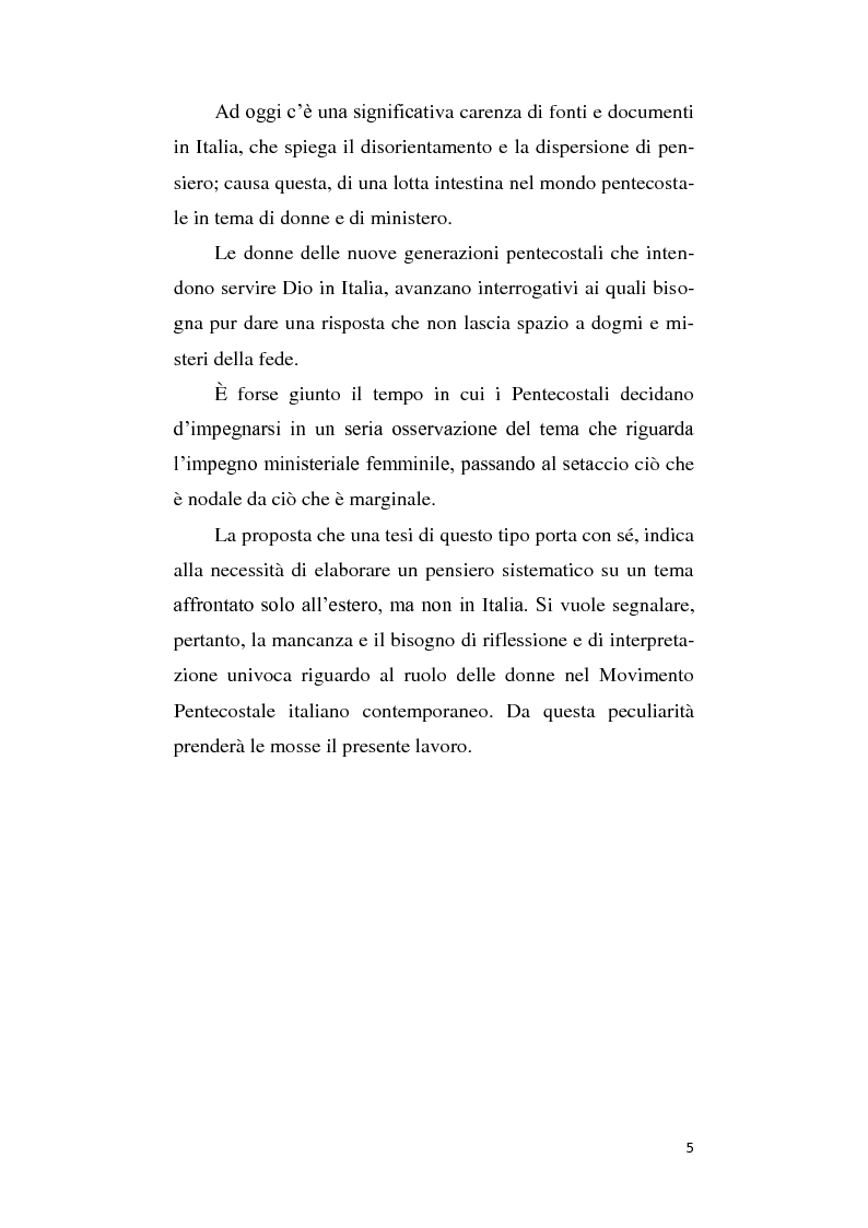Anteprima della tesi: Il ruolo della donna nel movimento pentecostale italiano contemporaneo, Pagina 3