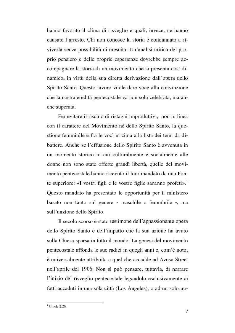 Anteprima della tesi: Il ruolo della donna nel movimento pentecostale italiano contemporaneo, Pagina 5