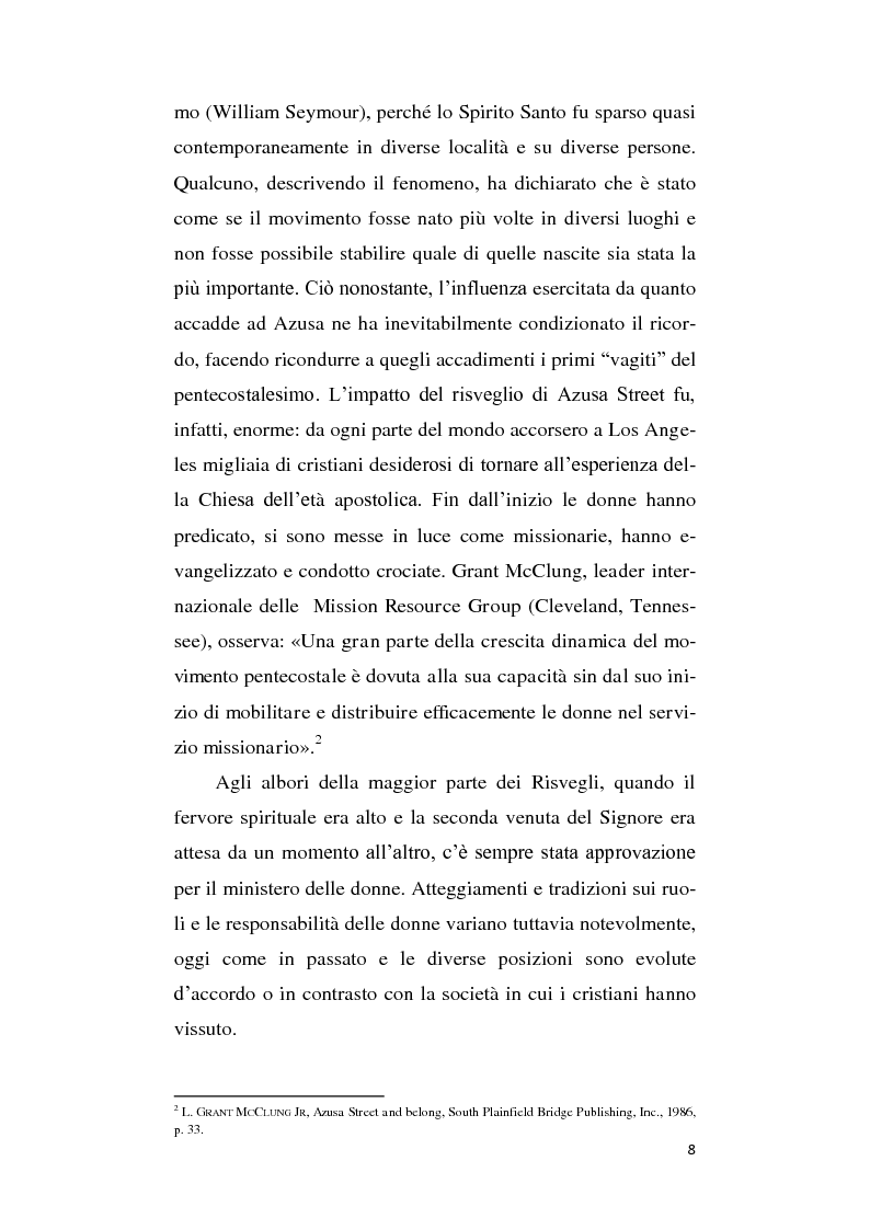 Anteprima della tesi: Il ruolo della donna nel movimento pentecostale italiano contemporaneo, Pagina 6
